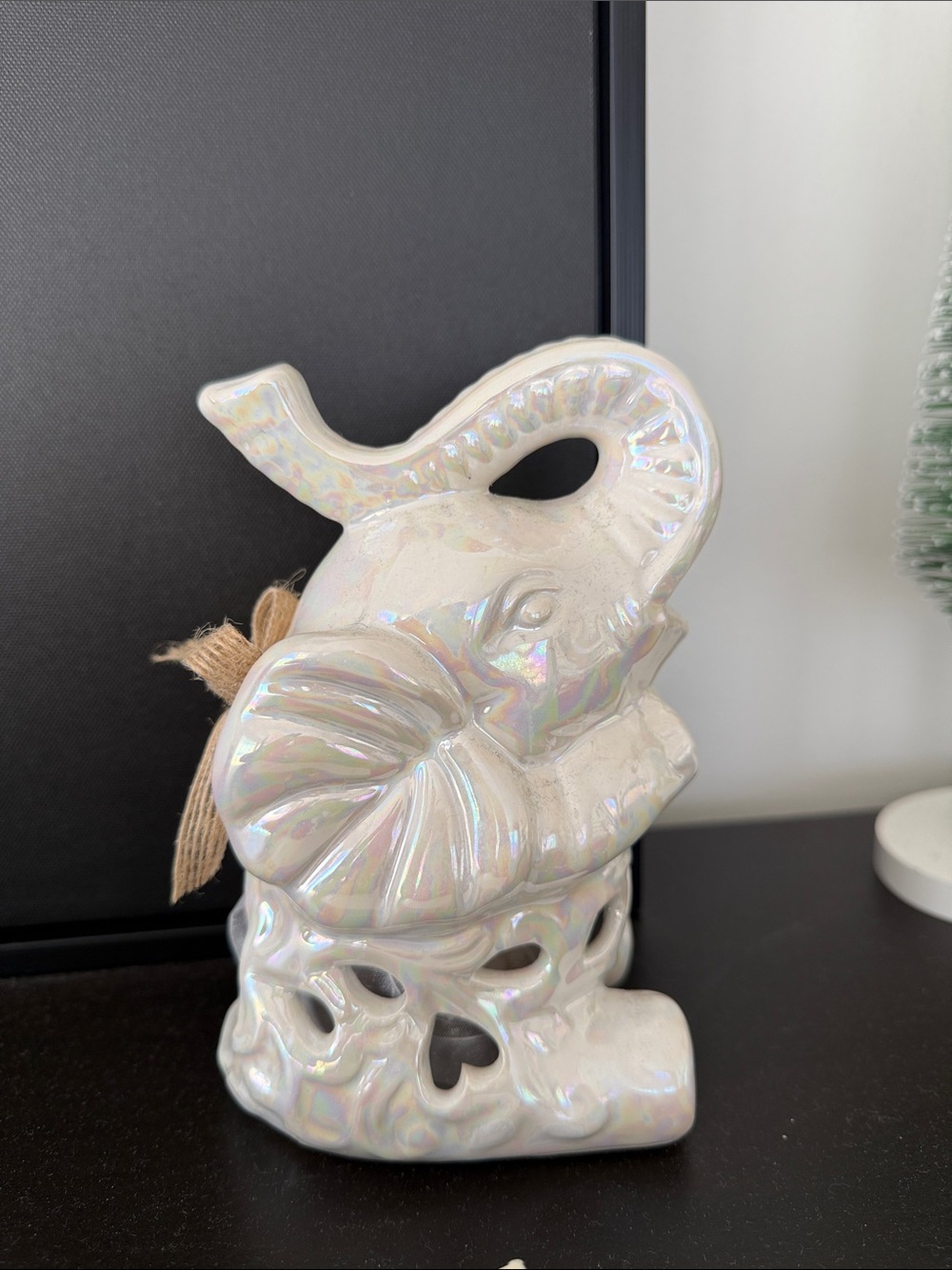 Iridescent Ceramic Elephant Figurine